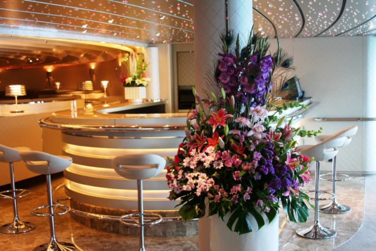 Flower arrangement in a Cruise Ship bar