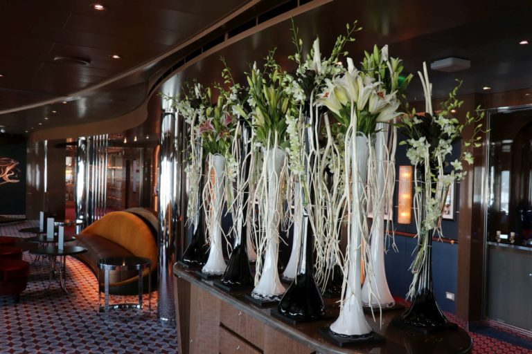 White flowers on desk cruise ship