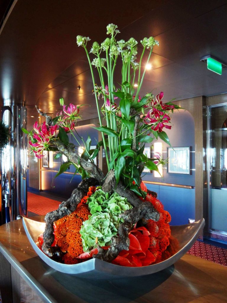 Flower arrangement in a bowl